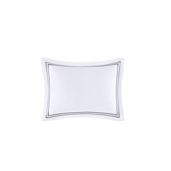 JLA Home Madison Park Signature - 100% Cotton sateen duvet cover set - 500TC embroidered border, OEKO-TEX certified luxury bedding perfect for hotel-quality comfort and easy care White/Grey MPS12-512