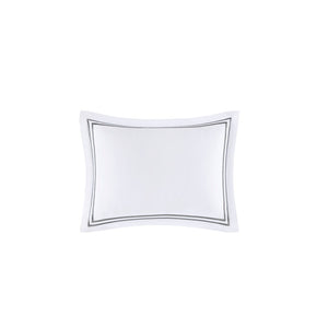 JLA Home Madison Park Signature - 100% Cotton sateen 500TC Embroidered Comforter Set — Hotel-Quality, Removable Duvet, OEKO‑TEX Safe White/Grey MPS10-507