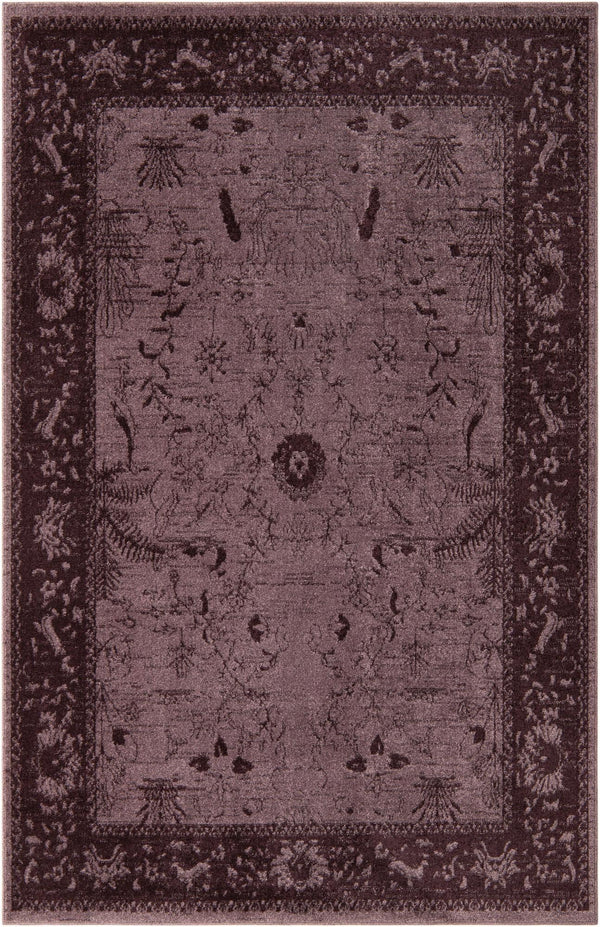 Unique Loom La Jolla Floral Machine Made Floral Rug Purple, Violet/Purple 6' 1" x 9' 0"