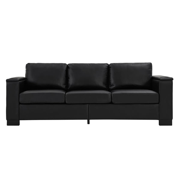 English Elm 93.7" Modern Living Room Sofa with Cup Holder & Hidden Storage, Upholstered Polyester, Durable Frame Black W1097S00201