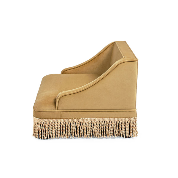 English Elm Duchess Regency Tufted Pet Sofa with Fringe Skirt Velvet Upholstery for Small Dogs Yellow B2719P479030