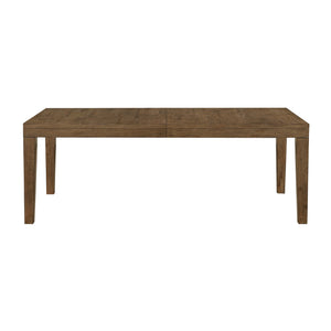 English Elm Brown French Oak Veneer Extendable Dining Set with Upholstered Chairs for Five B011S02333