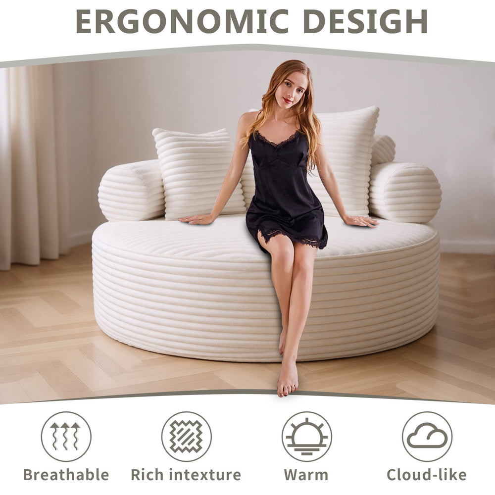 English Elm Round Cloud Sofa Bed with Memory Foam Fill Convertible Sectional for Living Spaces W3224P444275