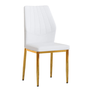 English Elm Set of 6 Pu Leather Dining Chairs with Gold Metal Legs for Glam Modern Rooms W1151P359613