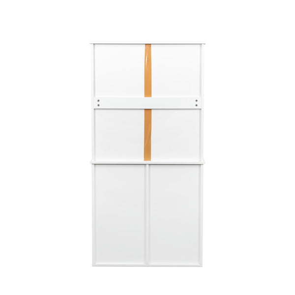 English Elm Laundry Cabinet with Tilt-Out Hampers, Adjustable Shelves, Freestanding White Storage Organizer W331S00168