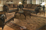 Elegant 3-Piece Resin Coffee & End Table Set in Dark Cherry Finish with Claw Feet and Ornate Detailing - Traditional Style