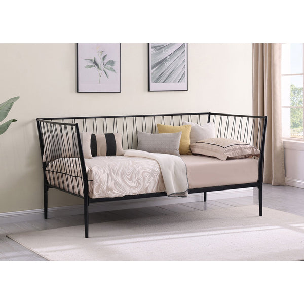 English Elm Vertigo Powder-coated Metal Twin Daybed with Slatted Backrest for Modern Spaces B062S01656