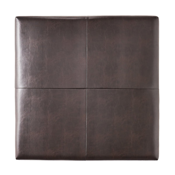 English Elm Christopher Knight Home® - Large Square Ottoman Bench in Brown Faux Leather with Birch Wood Legs, Oversized 35" Seat for Living Room Comfort and Storage 57313.00PU