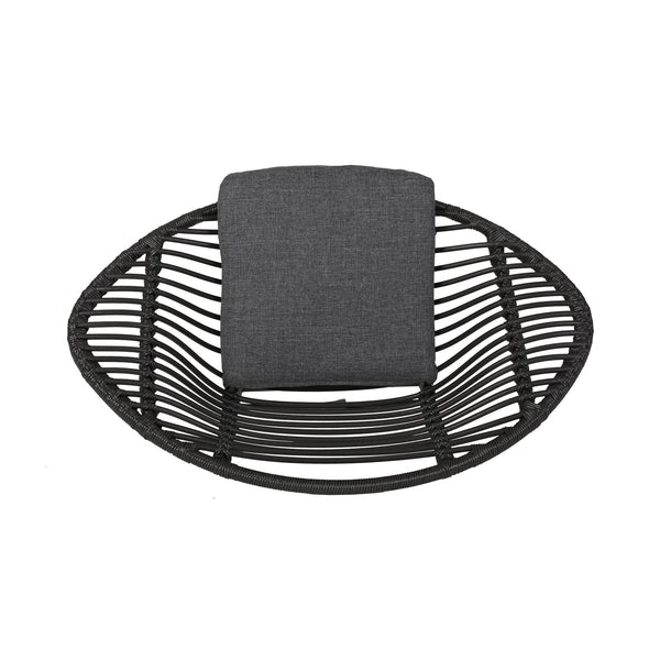 English Elm Christopher Knight Home® - SAN ANTONIO CHAIR Grey Woven Polyethylene Rattan Set of 2 with Water-Resistant Cushions & Steel Frame Modern Design 65039.00GRY