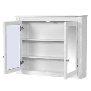 English Elm 36'' Wall Mounted Medicine Cabinet with Dual Mirrors Soft Close Doors Bathroom Storage White N710P371186K