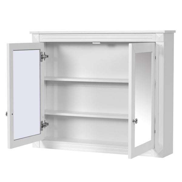 English Elm 36'' Wall Mounted Medicine Cabinet with Dual Mirrors Soft Close Doors Bathroom Storage White N710P371186K