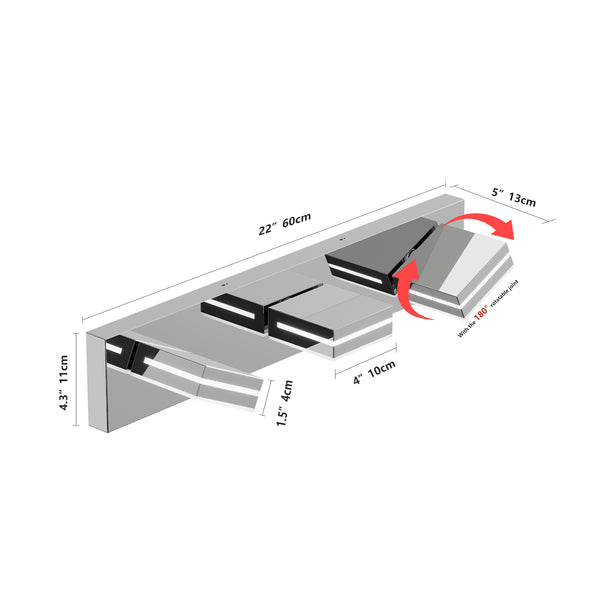 English Elm Modern Chrome Led Vanity Light - 3-Light Adjustable Wall Sconce For Stylish Bathroom Illumination W2312P374919