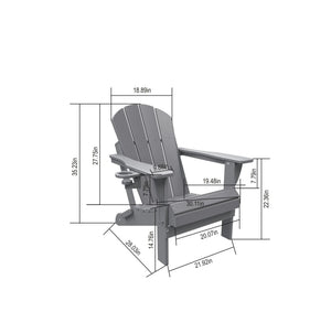 English Elm Folding Adirondack Chair Set with Side Table, Weatherproof HDPE Wood-Grain Finish, Cup Holder, 350lb Capacity White W2103P254616