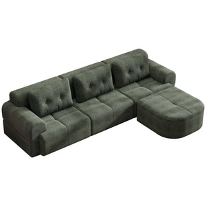 English Elm Modular Sectional Sofa with Chaise Full Foam Build Woven Fabric for Living Room Blackish Green W2379S00006