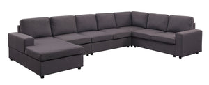 English Elm Trento European Low Profile Modular Sectional Linen Upholstery Reversible Chaise Living Room Dark Gray B2749S00046