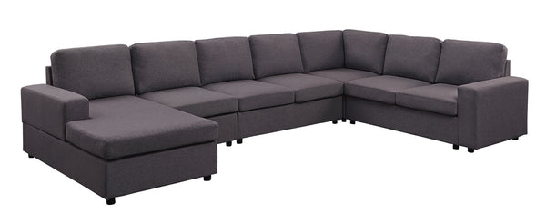 English Elm Trento European Low Profile Modular Sectional Linen Upholstery Reversible Chaise Living Room Dark Gray B2749S00046