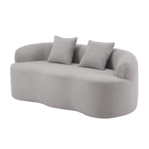 English Elm Grey Curved Loveseat Sofa with Round Armrest, Plush Foam+Spring Comfort, 2 Pillows, No Assembly W3612P332453