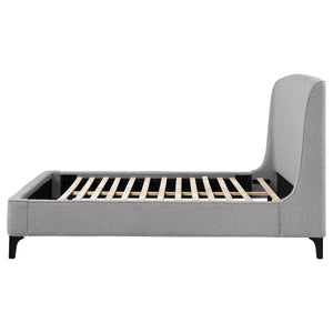 English Elm Harper Curved Upholstered Queen Platform Bed in Light Grey Fabric with Retro Splayed Feet, Modern Chic B062S01247