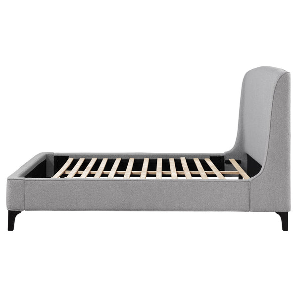 English Elm Harper Curved Upholstered Queen Platform Bed in Light Grey Fabric with Retro Splayed Feet, Modern Chic B062S01247