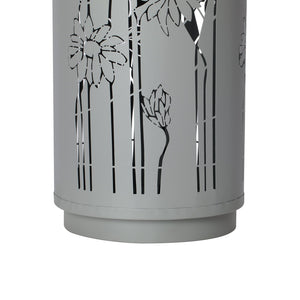 English Elm 34.25"h Light Gray Metal Floral Cutout Outdoor Fountain with Dual Led Sphere Top N765P355072G