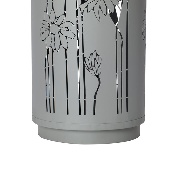 English Elm 34.25"h Light Gray Metal Floral Cutout Outdoor Fountain with Dual Led Sphere Top N765P355072G