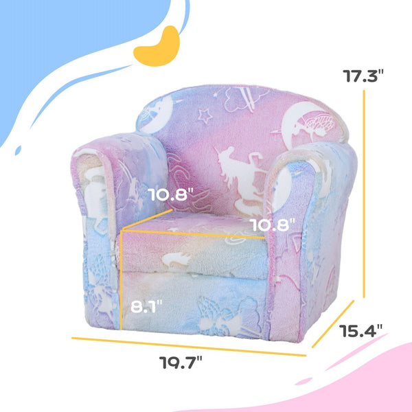 English Elm Qaba Kids Sofa Chair - Cozy Glow-In-The-Dark Fairy Toddler Sofa For Playrooms & Bedrooms, Multicolor W2225P229322-GIGA