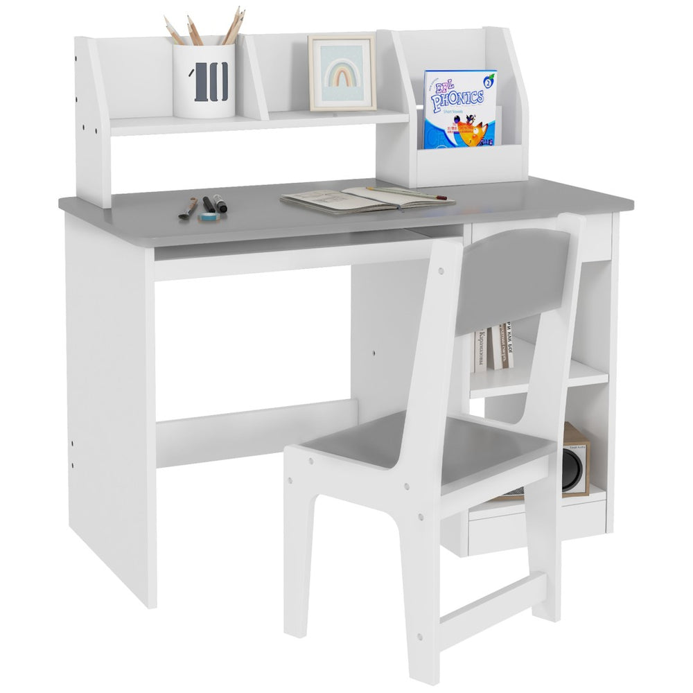 English Elm Qaba Kids Desk And Chair Set For Ages 5-8, Stylish Gray Study Space With Storage For Crafts & Homework W2225P249758-GIGA