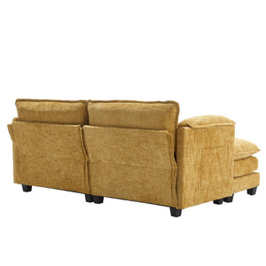 English Elm United Cozy Chenille Sofa For Two With Detachable Armrests, Footstools & Convenient Side Pockets W1568S00140-GIGA