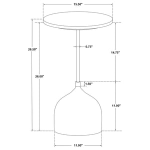 English Elm Emporia Peach Marble Round Side Table with Gold Iron Frame and Mango Wood Base B062P441043