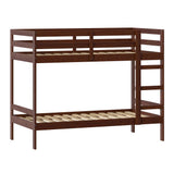 Simple Solid Wood Twin Over Twin Bunk Bed Espresso SOPB3HESWS Walker Edison