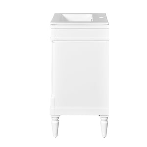 English Elm 18-Inch Modern Bathroom Vanity with Sink Compact Retro Design Durable MDF & Solid Wood Legs Storage-Friendly White N710P257401K