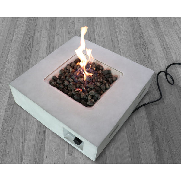 English Elm Fiber Reinforced Concrete Propane Gas Fire Pit table with 40,000 BTU Stainless Steel Burner, Durable Heat-Resistant Design Gray B120P198378