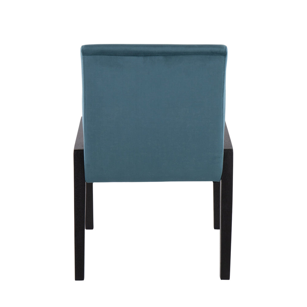 English Elm Carmen Contemporary Chair Set Of 2 - Luxurious Crushed Teal Velvet & Black Wood Frame For Style B202S01315