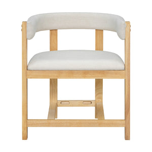 English Elm Dining Arm Chairs Set of 2 Barrel Back Rubberwood Frame with Cushioned Upholstery Beige+Natural N771P243844N