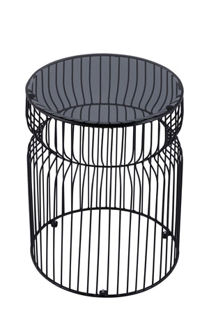 English Elm CT901 Modern Nested Table Set with Tinted Tempered Glass Tops and Sturdy Metal Frame for Living Room Black B009S01537