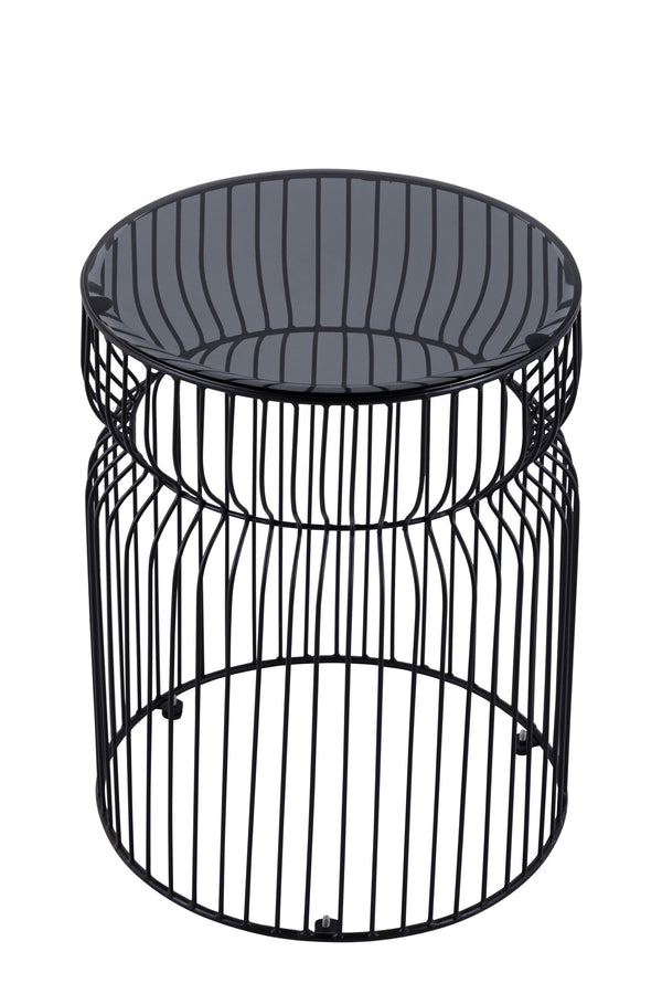 English Elm CT901 Modern Nested Table Set with Tinted Tempered Glass Tops and Sturdy Metal Frame for Living Room Black B009S01537