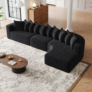 English Elm 131.1-inch Chenille Cloud Sectional with Memory Foam Curved Modular Living Room Sofa W3505S00013