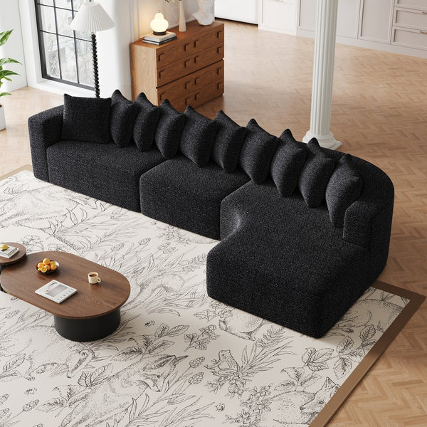 English Elm 131.1-inch Chenille Cloud Sectional with Memory Foam Curved Modular Living Room Sofa W3505S00013