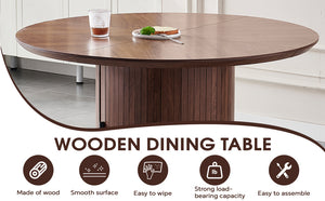 English Elm Round Wood Dining Table with Dual Storage Compartments for Kitchen or Small Spaces W3590P355174