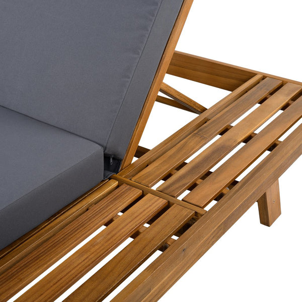 English Elm Christopher Knight Home® - Lounge Chaise Set - Acacia Solid Wood With Ergonomic Dark Grey Cushion For Stylish Outdoor Relaxation N770P253442T_N770P208326G