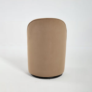 English Elm Set Velvet Swivel Barrel Accent Chair Mid Century Ergonomic Seat for Dining Vanity Brown W3244P308283