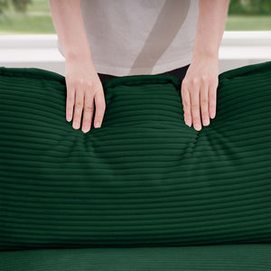 English Elm Oversized Modular Cushion Sofa With Ottoman, L-Shaped Deep Seating In Green Corduroy For Cozy Living Spaces W714S00819-GIGA