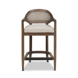 English Elm Americana Mid-Century Modern 26" Cane Back Counter Stool, Taupe Beige Textured Weave