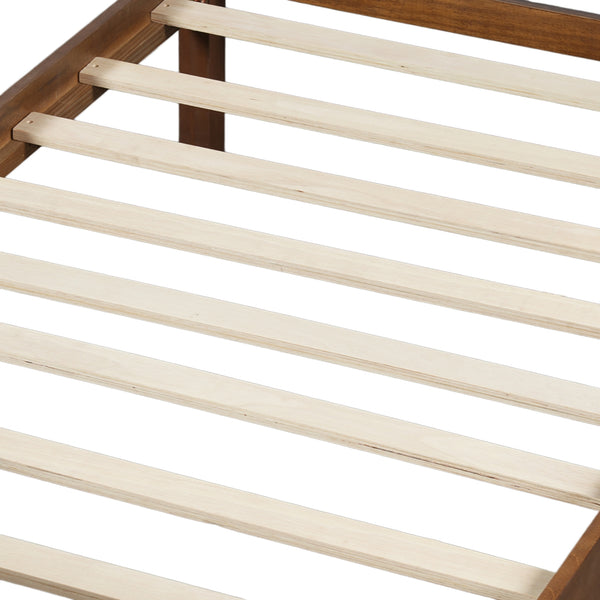 English Elm Twin Platform Bed Vertical Slat Headboard Farmhouse Shaker Wood Grain Finish Bedroom Walnut N733P422478D