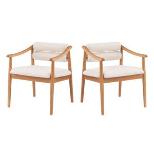 English Elm Indoor Solid Wood Dining Chairs Beige Upholstered Seat Modern Set of Two N772P410400B