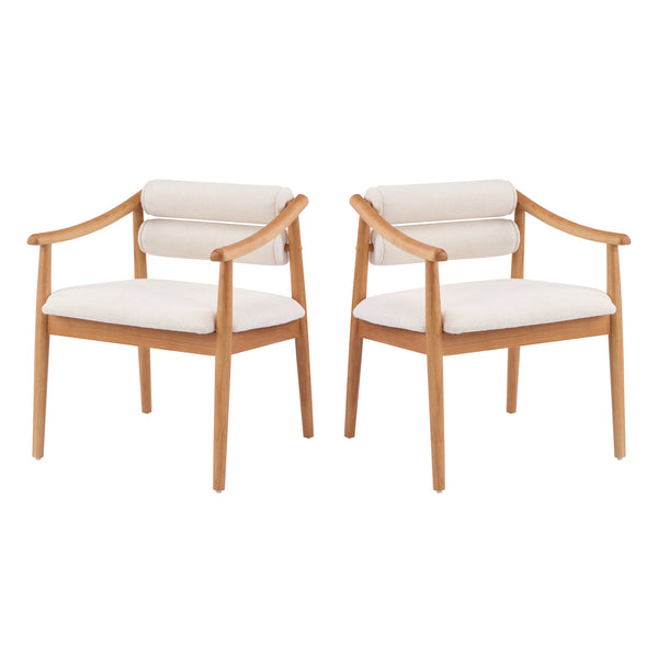 English Elm Indoor Solid Wood Dining Chairs Beige Upholstered Seat Modern Set of Two N772P410400B