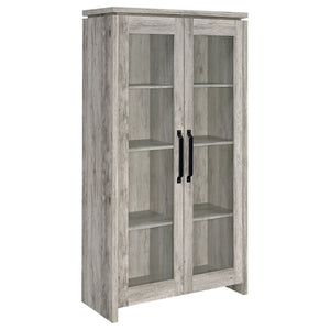 English Elm Myerson Weathered Grey Driftwood Tall 2-Door Cabinet with Removable Shelves Rustic Storage (96) B062P328670