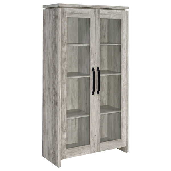 English Elm Myerson Weathered Grey Driftwood Tall 2-Door Cabinet with Removable Shelves Rustic Storage (96) B062P328670