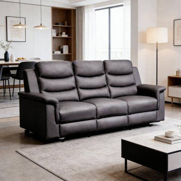 English Elm Reclining Sofa Slipcover Faux Leather Stretch Fit with Console for Media Rooms W2297P469627