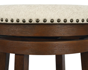 OSP Home Furnishings Round Backless Swivel Stool 2 Pack Beige / Dark Walnut